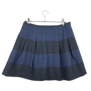 Madewell Navy Black Stripe Wool Pleated Mini Skirt